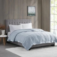 King Size Lightweight Down Alternative Blanket with Satin Trim, Hypoallergenic Polyester, Machine Washable, 108" L x 90" W x 0.25" H, Blue(m-4)