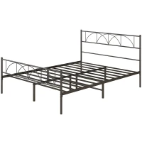 HOMCOM Metal Queen Platform Bed Frame with Headboard, Steel Slat Support, Underbed Storage, No Box Spring Needed, Easy Assembly(m-2)