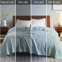 Machine Washable Egyptian Cotton Blanket with Breathable Weave, OEKO-TEX Certified, Ideal for Bedroom, 90" L x 66" W x 0.25" H, Light Blue(m-4)
