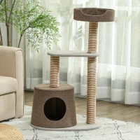 PawHut Scratching Cat Tree Post Climbing Kitten Pets Furniture with Toy, Brown(m-9)