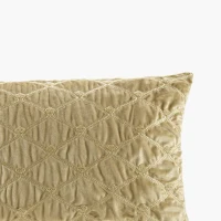 Oblong Decor Pillow with Hand-Beaded Embellishments, Velvet Cover, Removable Goose Feather Insert, 22" L x 15" W x 5" H, Gold(m-4)