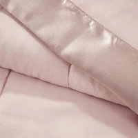 Twin Size Lightweight Down Alternative Blanket with Moisture-Wicking, Satin Trim, Hypoallergenic Polyester, 90" L x 68" W x 0.25" H, Blush(m-7)