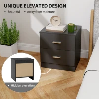 HOMCOM Bedside Table with 2 Drawers, Modern Nightstand for Bedroom, Black(m-6)