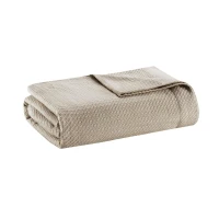 Machine Washable Egyptian Cotton Blanket with Breathable Weave, OEKO-TEX Certified, Ideal for Any Bedroom, 90" L x 66" W x 0.25" H, Khaki(m-2)