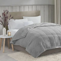 Reversible Down Alternative Blanket with Plush to Microfiber, Temperature Control, Machine Washable, 108" L x 90" W x 0.25" H, Gray(m-1)