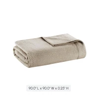 Full/Queen Size Egyptian Cotton Blanket with Breathable Weave, OEKO-TEX Certified, Ideal for Any Home Decor, 90" L x 90" W x 0.25" H, Khaki(m-3)
