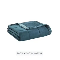 King Size Lightweight Down Alternative Blanket with Satin Trim, 3M Scotchgard Treatment, Machine Washable, 108" L x 90" W x 0.25" H, Teal(m-3)