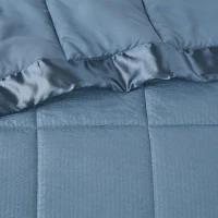 Machine Washable Down Alternative Blanket with Satin Trim, Hypoallergenic Fllling, OEKO-TEX Certified, 96" L x 90" W x 0.25" H, Blue(m-6)