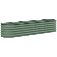 Outsunny 7.9' x 2' x 1.4' Galvanized Raised Garden Bed Kit, Metal Planter Box with Safety Edging, Green
