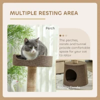 PawHut Scratching Cat Tree Post Climbing Kitten Pets Furniture with Toy, Brown(m-6)