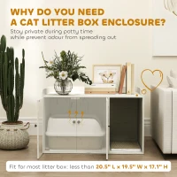 PawHut 32" Cat Litter Box Enclosure with Scratching Mat, Cat Entrance, Fit Most of Cat and Litter Box, Distressed White(m-5)