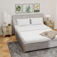 HOMCOM Night Stands Set of 2, Nightstands with Finger Pulls and Fluted Drawers, Bedside Tables with Round Edges, Oak(m-6)