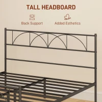 HOMCOM Metal Queen Platform Bed Frame with Headboard, Steel Slat Support, Underbed Storage, No Box Spring Needed, Easy Assembly(m-4)