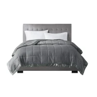 Twin Size Lightweight Down Alternative Blanket with Satin Trim, Hypoallergenic Polyester, Machine Washable, 90" L x 68" W x 0.25" H, Charcoal(m-8)
