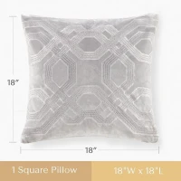 Square Decor Pillow with Removable Goose Feather Insert, YKK Metal Zipper, Cotton Cover, Ideal for Homer Decor, 18" L x 18" W x 5" H, Silver(m-3)