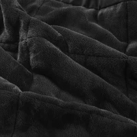 Reversible Down Alternative Blanket with Temperature Regulation, Plush to Microfiber, OEKO-TEX Certified, 90" L x 66" W x 0.25" H, Black(m-7)