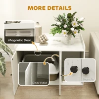 PawHut 32" Cat Litter Box Enclosure with Scratching Mat, Cat Entrance, Fit Most of Cat and Litter Box, Distressed White(m-7)