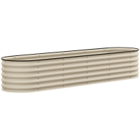 Outsunny 7.9' x 2' x 1.4' Galvanized Raised Garden Bed Kit, Metal Planter Box with Safety Edging, Cream