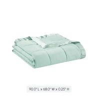 Twin Size Lightweight Down Alternative Blanket with Satin Trim, 3M Scotchgard Treatment, Machine Washable, 90" L x 68" W x 0.25" H, Seafoam(m-3)