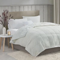 Reversible Smart Down Alternative Blanket with Temperature Control, Moisture Wicking, Ideal for All Seasons, 108" L x 90" W x 0.25" H, Ivory(m-1)