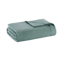 Machine Washable Egyptian Cotton Blanket with Breathable Weave, OEKO-TEX Certified, Perfect for Any Room, 90" L x 66" W x 0.25" H, Teal(m-2)