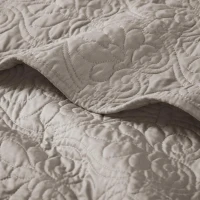Oversized Quilted Throw Blanket with 100% Cotton Filling, Stitch Pattern, Machine Washable, Perfect for Any Décor, 70" L x 60" W x 0.25" H, Khaki(m-5)