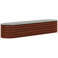 Outsunny 7.9' x 2' x 1.4' Galvanized Raised Garden Bed Kit, Metal Planter Box with Safety Edging, Brown