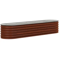 Outsunny 7.9' x 2' x 1.4' Galvanized Raised Garden Bed Kit, Metal Planter Box with Safety Edging, Brown(m-1)