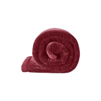 Reversible Smart Temperature Down Alternative Blanket with Plush to Microfiber, OEKO-TEX Certified, Machine Washable, 90" L x 90" W x 0.25" H, Burgundy(m-9)