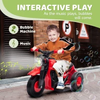Qaba Ride On Motorcycle, 6V Ride on Bubble Car, 3 Wheeled Electric Motorcycle for Kids w/ LED Headlight, Music, Red(m-4)
