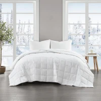 Soft and Cozy Down All Seasons Blanket with Goose Feather, OEKO-TEX Certified, Machine Washable, 90" L x 68" W x 0.25" H, White(m-1)