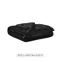 Reversible Down Alternative Blanket with Plush to Microfiber, Smart Temperature Control, Machine Washable, 90" L x 90" W x 0.25" H, Black(m-3)