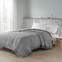 King Size Hypoallergenic Down Alternative Blanket with Satin Trim, Embossed Texture, Machine Washable, 108" L x 96" W x 0.25" H, Charcoal(m-4)