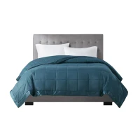 Twin Size Lightweight Down Alternative Blanket with Satin Trim, Hypoallergenic Polyester, Machine Washable, 90" L x 68" W x 0.25" H, Teal(m-8)