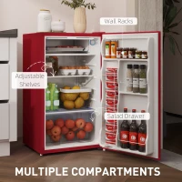 HOMCOM 3.2 Cu.Ft Mini Fridge with Freezer, Single Door Compact Refrigerator with Adjustable Thermostat, Reversible Door, Red(m-6)