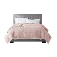 Twin Size Lightweight Down Alternative Blanket with Moisture-Wicking, Satin Trim, Hypoallergenic Polyester, 90" L x 68" W x 0.25" H, Blush(m-8)