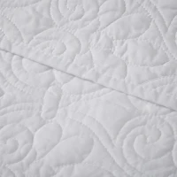 Oversized Quilted Throw Blanket with 100% Cotton Fill, Stitch Pattern, Machine Washable, Perfect for Any Décor, 70" L x 60" W x 0.25" H, White(m-6)