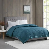 King Size Lightweight Down Alternative Blanket with Satin Trim, 3M Scotchgard Treatment, Machine Washable, 108" L x 90" W x 0.25" H, Teal(m-4)