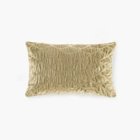 Oblong Decor Pillow with Hand-Beaded Embellishments, Velvet Cover, Removable Goose Feather Insert, 22" L x 15" W x 5" H, Gold(m-2)