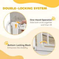 PawHut 30"-41" Extra Wide Pet Gate Barrier with Small Door, 35"H Dog Gate with Safety Gate Barrier, Stair Pressure Fit, White(m-4)