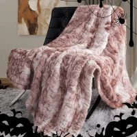 Machine Washable Ruched Faux Fur Throw Blanket with Tie Dye Design, Knife Edge, Ideal for Any Living Space, 60&quot; L x 50&quot; W x 0.5&quot; H, Multicolor(m-4)