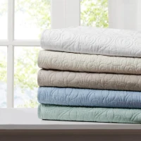 Oversized Quilted Blanket with 100% Cotton Filling, Classic Stitch Pattern, Machine Washable Throw for Any Home, 70" L x 60" W x 0.25" H, Seafoam(m-4)