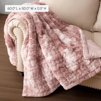 Machine Washable Ruched Faux Fur Throw Blanket with Tie Dye Design, Knife Edge, Ideal for Any Living Space, 60&quot; L x 50&quot; W x 0.5&quot; H, Multicolor(m-3)