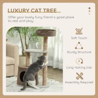 PawHut Scratching Cat Tree Post Climbing Kitten Pets Furniture with Toy, Brown(m-4)