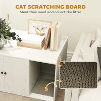 PawHut 32" Cat Litter Box Enclosure with Scratching Mat, Cat Entrance, Fit Most of Cat and Litter Box, Distressed White(m-6)