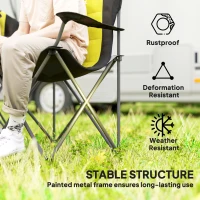 Outsunny 2 Pack Folding Camping Chairs, High Back Folding Chairs w/ Cup Holder, Padded Camping Chairs for Outdoor Events, Yellow(m-5)