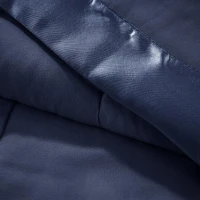 Twin Size Lightweight Down Alternative Blanket with Satin Trim, Hypoallergenic Polyester, Machine Washable, 90" L x 68" W x 0.25" H, Navy(m-7)