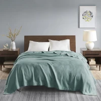 Egyptian Cotton Blanket with OEKO-TEX Certified, Breathable Weave, Machine Washable Coverlet for Bedroom, 90" L x 90" W x 0.25" H, Teal(m-1)
