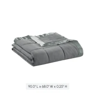 Twin Size Lightweight Down Alternative Blanket with Satin Trim, Hypoallergenic Polyester, Machine Washable, 90" L x 68" W x 0.25" H, Charcoal(m-3)