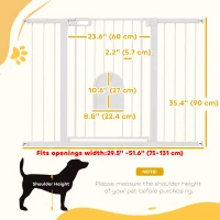 PawHut 30"-52" Extra Wide Pet Gate Barrier with Small Door, 35"H Dog Gate with Safety Gate Barrier, Stair Pressure Fit, Black(m-3)